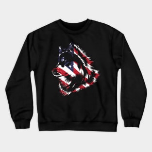 American Flag Siberian Husky- Present for Americano From america Crewneck Sweatshirt